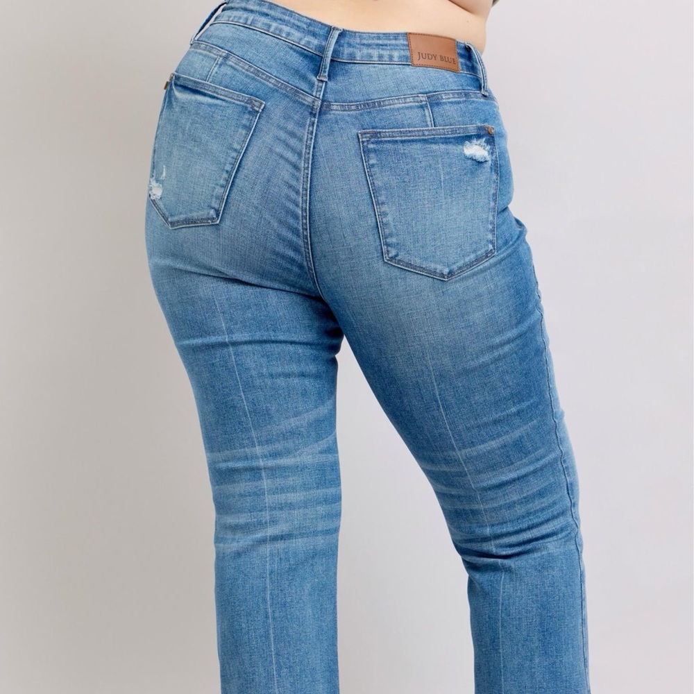 Judy Blue HW Tummy Control Vintage Wash Side Slit Slim Boot Jeans - Picture 3 of 16